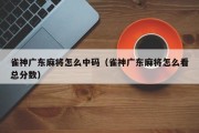 雀神广东麻将怎么中码（雀神广东麻将怎么看总分数）