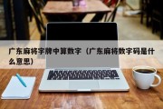 广东麻将字牌中算数字（广东麻将数字码是什么意思）
