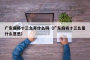 广东麻将十三幺开什么码（广东麻将十三幺是什么意思）