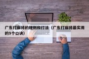 广东打麻将的规则和打法（广东打麻将最实用的9个口诀）