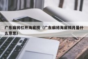 广东麻将杠开海底捞（广东麻将海底捞月是什么意思）