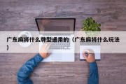 广东麻将什么牌型通用的（广东麻将什么玩法）