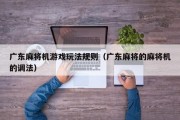 广东麻将机游戏玩法规则（广东麻将的麻将机的调法）