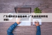 广东麻将的主播是谁啊（广东麻将视频教程 讲解）