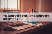 广东麻将碰字牌有番牌吗（广东麻将碰字牌有番牌吗怎么玩）